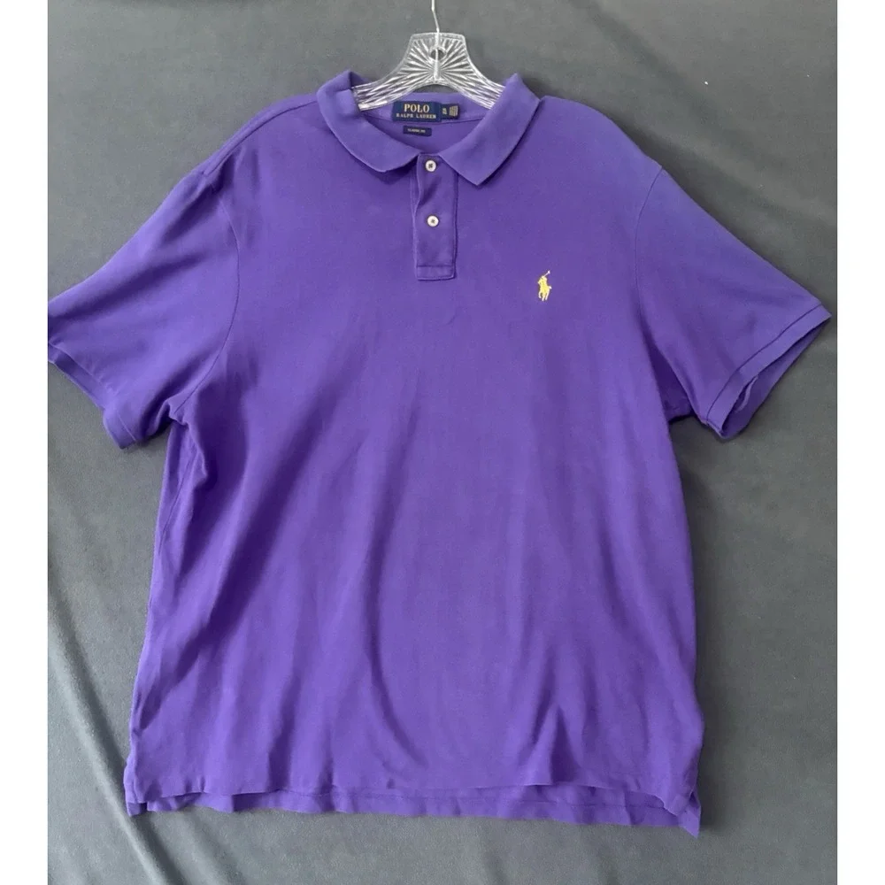 Polo Ralph Lauren Classic Fit Men's XL Blue Purple Polo Shirts SET OF TWO